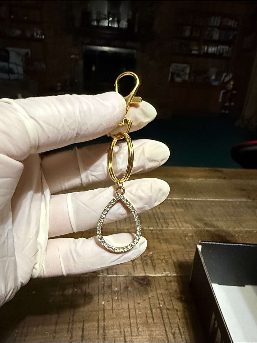 Gold Teardrop Crystal Keychain Charm